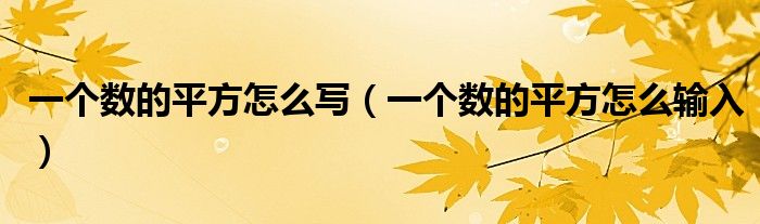 一个数的平方怎么写(一个数的平方怎么输入)