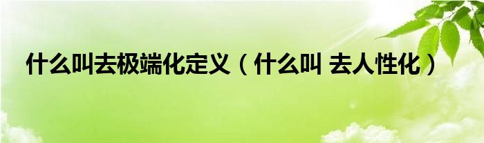 什么叫去极端化定义(什么叫 去人性化)