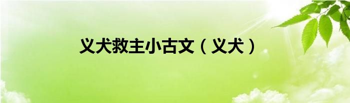 义犬救主小古文（义犬）