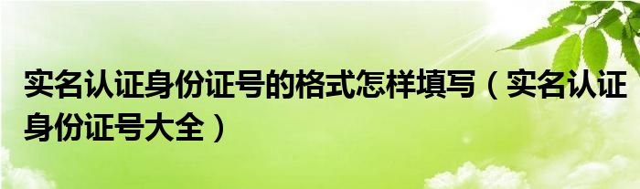 实名认证身份证号的格式怎样填写(实名认证身份证号大全)