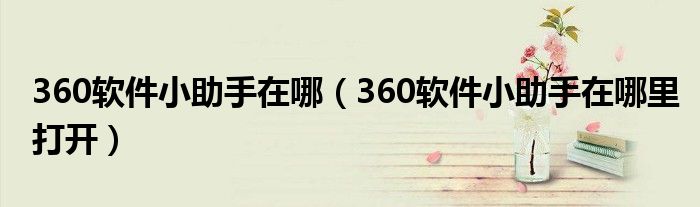 360软件小助手在哪(360软件小助手在哪里打开)