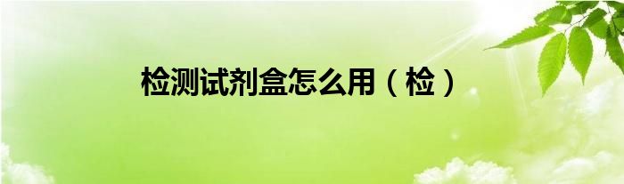 检测试剂盒怎么用（检）