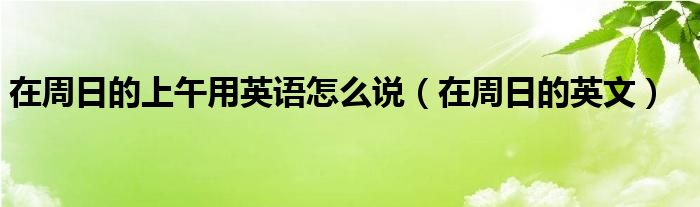 在周日的上午用英语怎么说(在周日的英文)