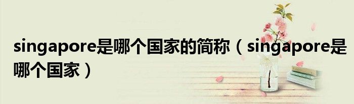 singapore是哪个国家的简称(singapore是哪个国家)