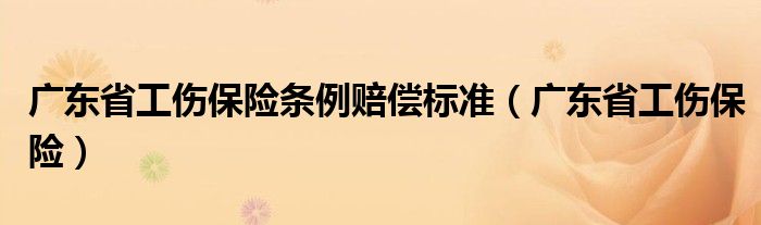 广东省工伤保险条例赔偿标准(广东省工伤保险)
