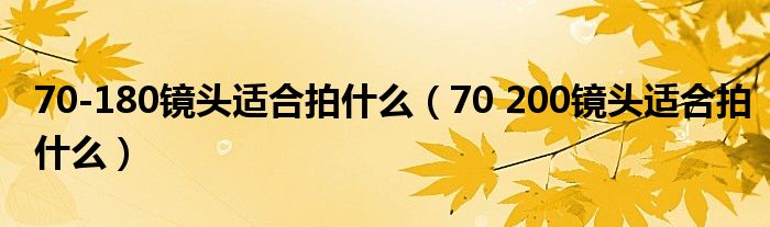 70-180镜头适合拍什么(70 200镜头适合拍什么)