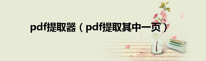pdf提取器(pdf提取其中一页)
