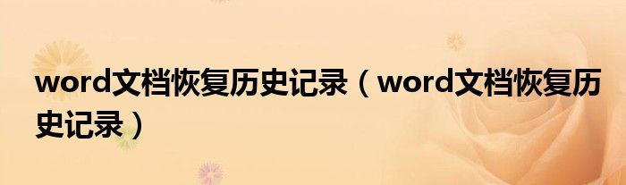 word文档恢复历史记录(word文档恢复历史记录)