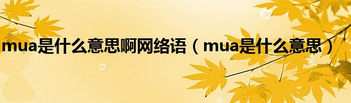 mua是什么意思啊网络语(mua是什么意思)