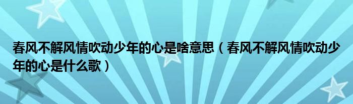 春风不解风情吹动少年的心是啥意思(春风不解风情吹动少年的心是什么歌)