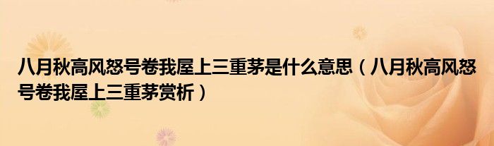 八月秋高风怒号卷我屋上三重茅是什么意思(八月秋高风怒号卷我屋上三重茅赏析)