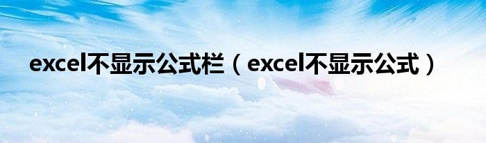 excel不显示公式栏(excel不显示公式)