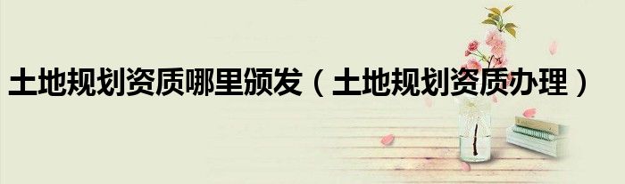 土地规划资质哪里颁发(土地规划资质办理)
