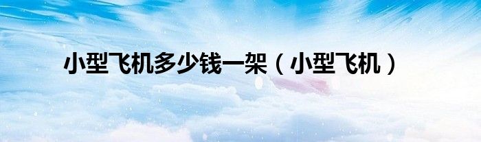 小型飞机多少钱一架(小型飞机)