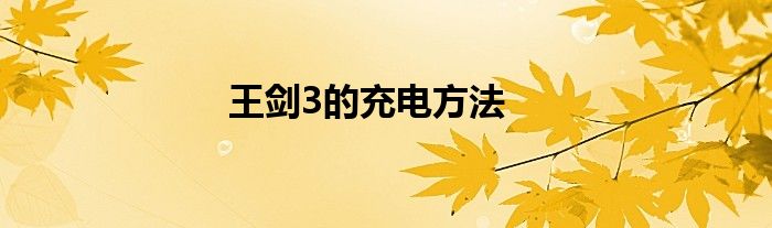 王剑3的充电方法