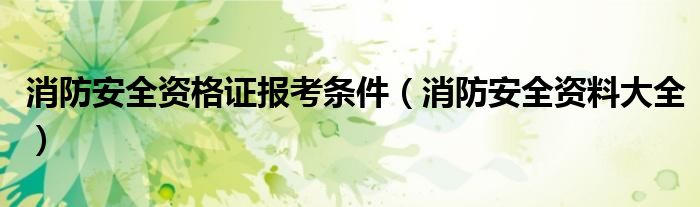 消防安全资格证报考条件(消防安全资料大全)