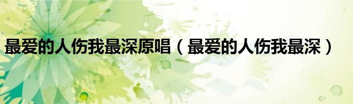 最爱的人伤我最深原唱(最爱的人伤我最深)