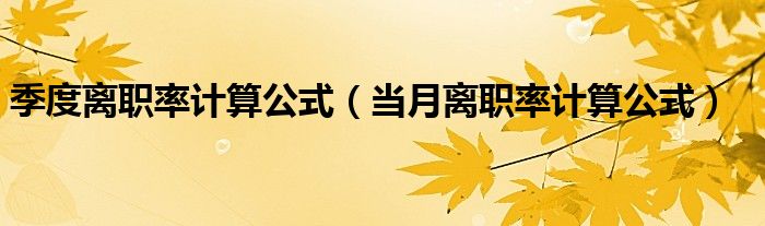 季度离职率计算公式(当月离职率计算公式)