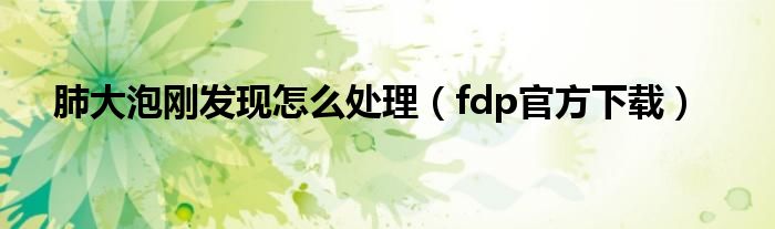 肺大泡刚发现怎么处理(fdp官方下载)