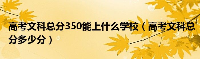高考文科总分350能上什么学校(高考文科总分多少分)
