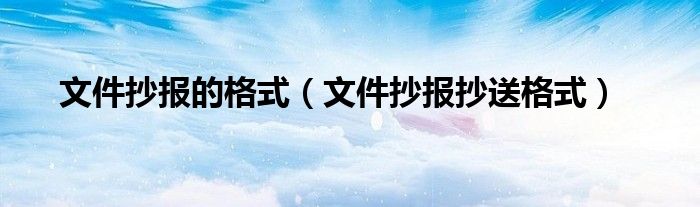 文件抄报的格式(文件抄报抄送格式)