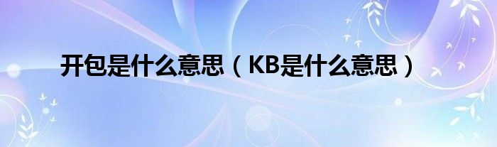 开包是什么意思(KB是什么意思)