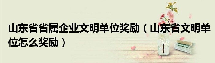 山东省省属企业文明单位奖励(山东省文明单位怎么奖励)