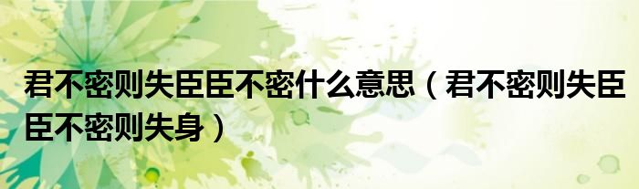 君不密则失臣臣不密什么意思(君不密则失臣臣不密则失身)