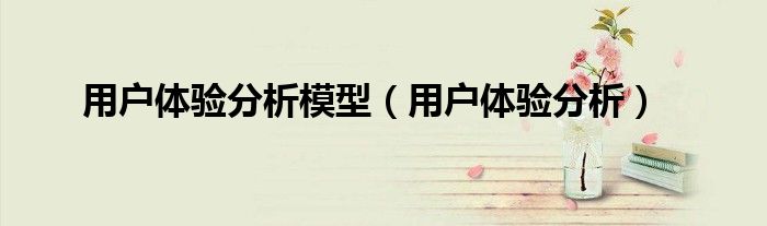 用户体验分析模型(用户体验分析)