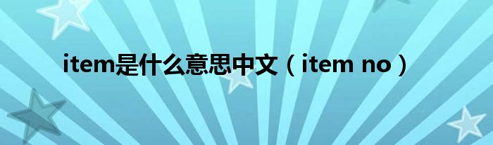 item是什么意思中文(item no)