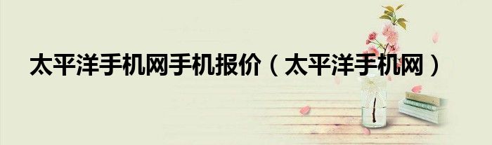 太平洋手机网手机报价(太平洋手机网)