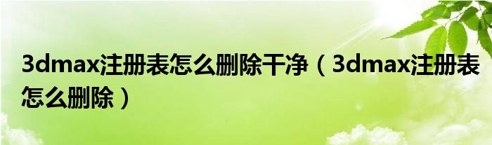 3dmax注册表怎么删除干净(3dmax注册表怎么删除)