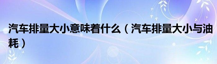 汽车排量大小意味着什么(汽车排量大小与油耗)