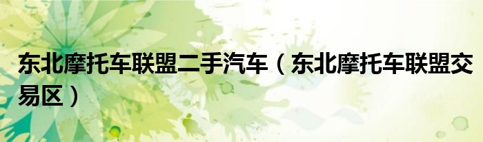 东北摩托车联盟二手汽车(东北摩托车联盟交易区)