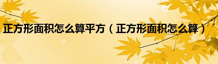 正方形面积怎么算平方(正方形面积怎么算)