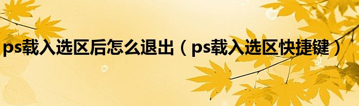 ps载入选区后怎么退出(ps载入选区快捷键)