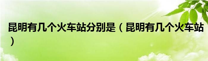 昆明有几个火车站分别是(昆明有几个火车站)