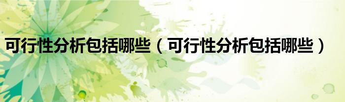 可行性分析包括哪些(可行性分析包括哪些)