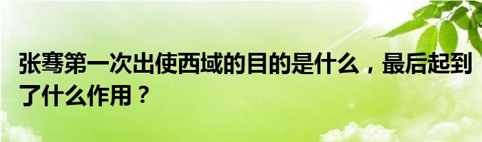 张骞第一次出使西域的目的是什么,最后起到了什么作用?