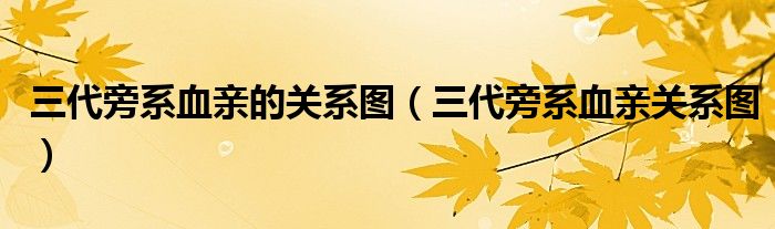 三代旁系血亲的关系图(三代旁系血亲关系图)