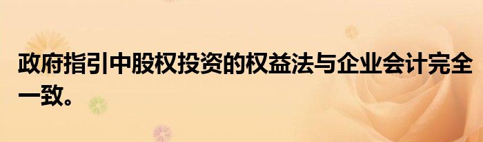 政府指引中股权投资的权益法与企业会计完全一致。