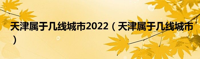 天津属于几线城市2022(天津属于几线城市)