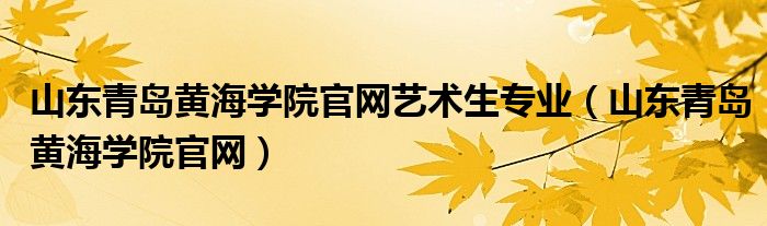 山东青岛黄海学院官网艺术生专业(山东青岛黄海学院官网)