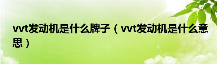 vvt发动机是什么牌子(vvt发动机是什么意思)