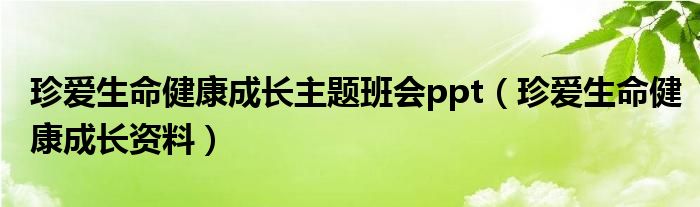 珍爱生命健康成长主题班会ppt(珍爱生命健康成长资料)