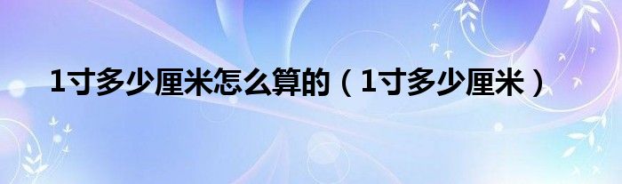1寸多少厘米怎么算的(1寸多少厘米)