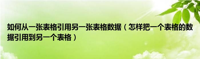 如何从一张表格引用另一张表格数据(怎样把一个表格的数据引用到另一个表格)