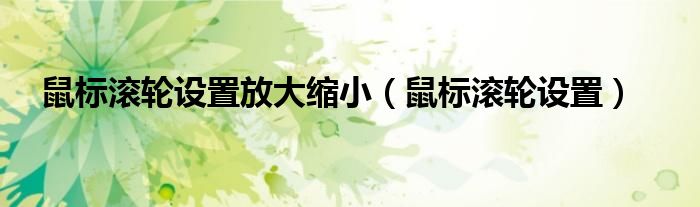 鼠标滚轮设置放大缩小(鼠标滚轮设置)