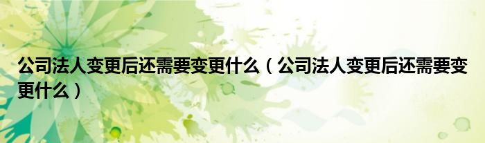 公司法人变更后还需要变更什么(公司法人变更后还需要变更什么)
