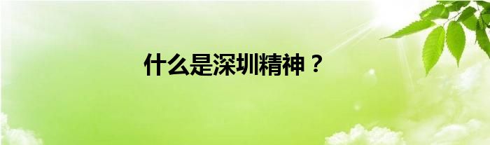 什么是深圳精神?